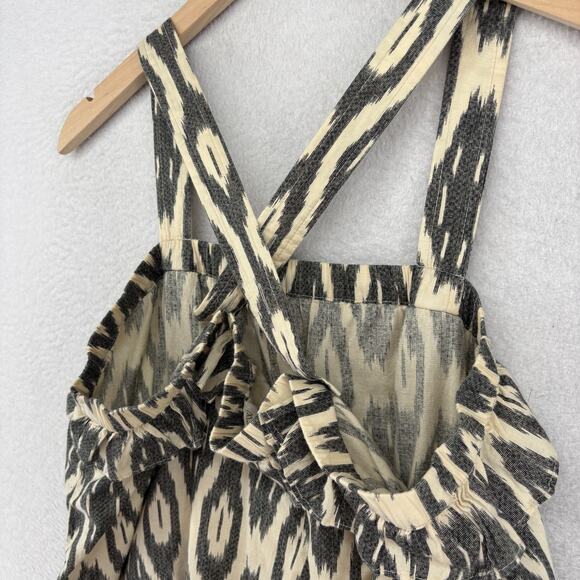 J.CREW Top 6 Ikat Print Ruffle Flounce Sleeveless Boho Beach Cotton Gray - Picture 9 of 13